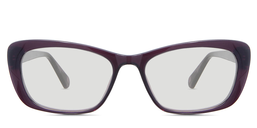 Wynter black Standard  Solid in the Plum variant is a full-rimmed frame with built-in nose pads and a frame name and size imprinted inside the arm.