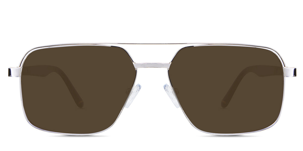 Xavier Brown Polarized in the Gold variant - it's a full-rimmed frame with adjustable nose pads.