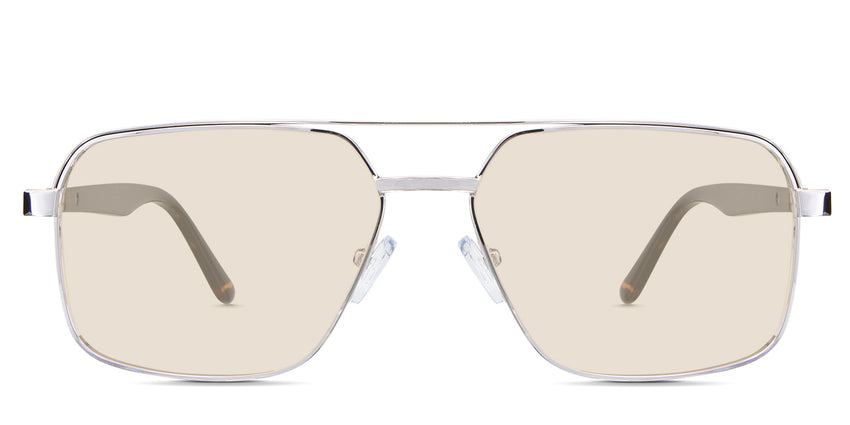 Xavier Beige Tinted Solid in the Gold variant - it's a full-rimmed frame with adjustable nose pads.