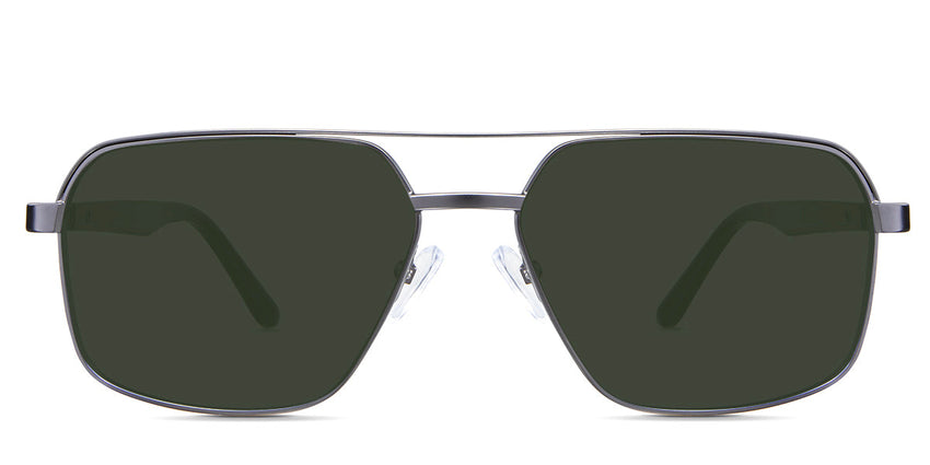 Xavier Green Polarized in the Gun variant - it's an aviator-shaped frame with silicone nose pads and paddle-shaped temple tips.