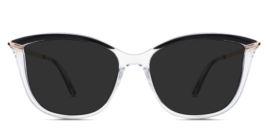 Yuki gray Polarized in the Carrara variant - it's a cat-eye shape frame with a narrow nose bridge and a slim temple arm.