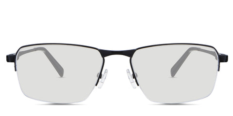 Zai black tinted Standard Solid glasses in the cemani variant - it's a half-rimmed metal frame with a silicon nose pad.