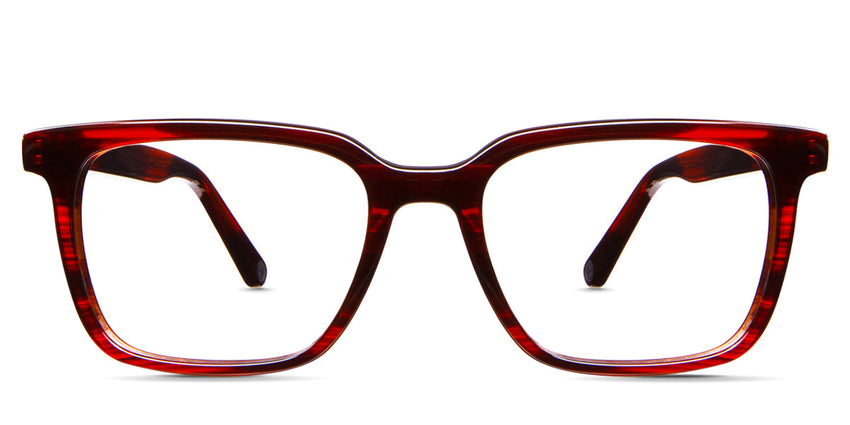 Deshler Jr square frame in the fiery opal variant is a transparent frame in dark red or red.