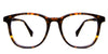 Grimm Jr eyeglasses in maple shadows variant: It's a thinner frame with a round shape lens.