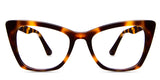 Kline Jr acetate frame in chocolate pudding variant - it's a cat eye frame with color brown, dark brown and golden brown.
