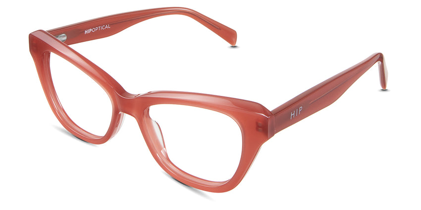 Ada Eyeglasses in the ruby variant - have clear built-in nose pads.