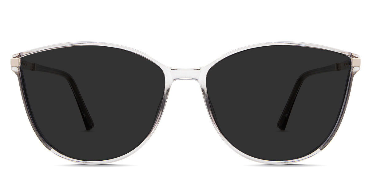Addison gray Polarized in the Porcelain variant - is an acetate frame with a U-shaped nose bridge, and it has a metal connection to the end piece and an acetate arm.