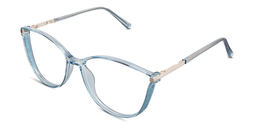 Addison eyeglasses in the seafarer variant - it's a full-rimmed frame with a blue dash on the side rims.