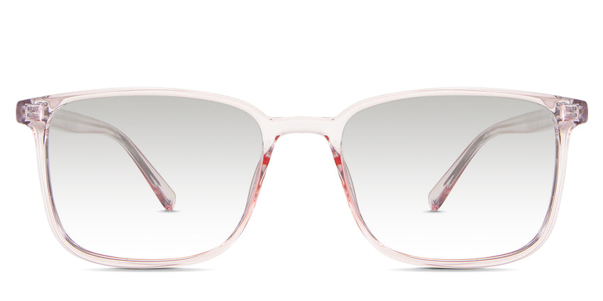 Alina black tinted Gradient glasses in the Peony variant - it's a thin acetate frame with built-in nose pads and a visible silver wire core in the arm