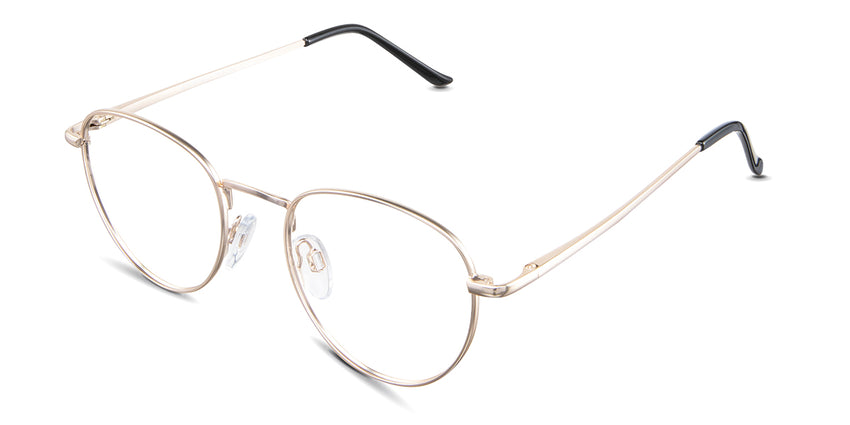 Allison eyeglasses in the mimosa variant - have a U-shaped nose bridge.