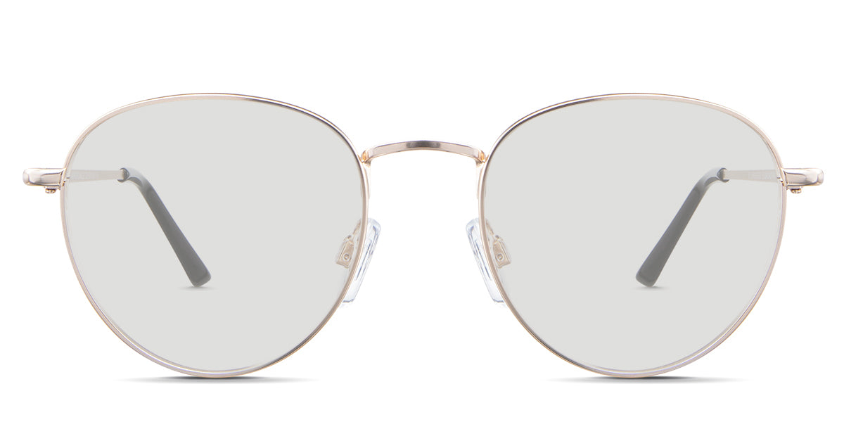 Allison black tinted Standard Solid glasses in the Mimosa variant - is a full-rimmed frame with a U-shaped nose bridge.