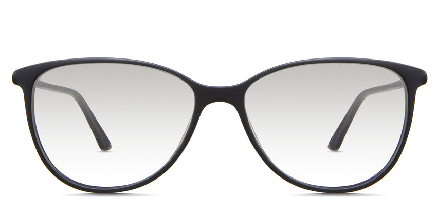 Amar black tinted Gradient glasses in the Spinel variant - is an acetate slim frame with a U-shaped nose bridge and short temples.