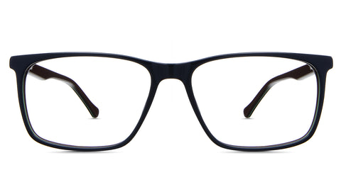 Amazi Eyeglasses in the grackles variant - it's a full-rimmed rectangular frame.