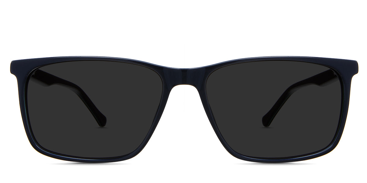 Amazi black tinted Standard Solid sunglasses in the grackles variant - it's a tricolor full-rimmed rectangular frame.