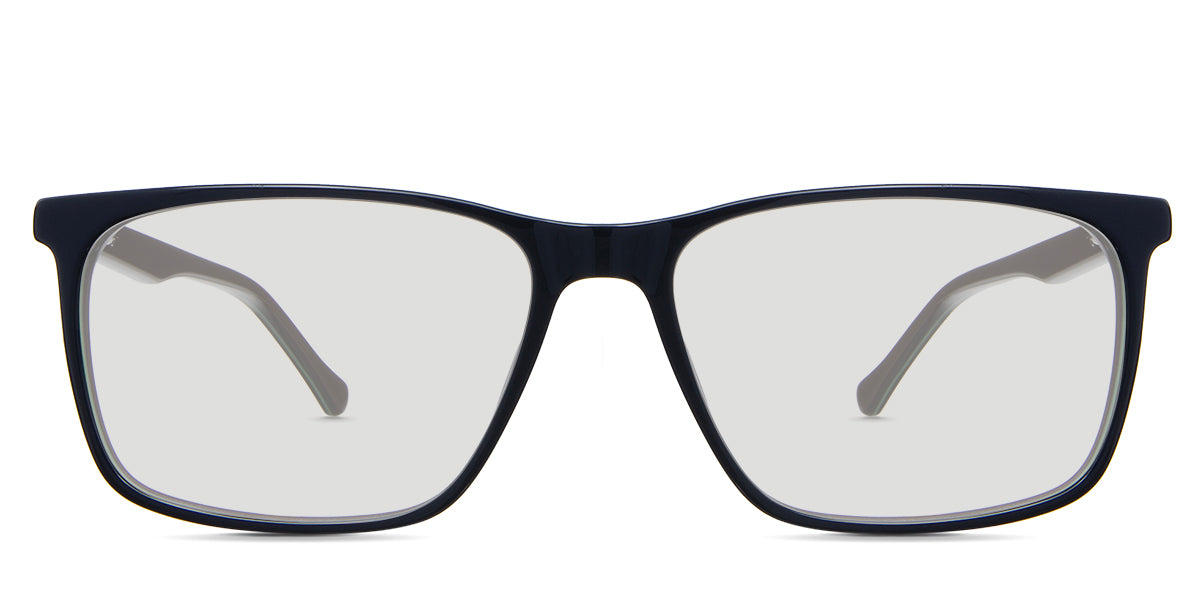 Amazi black tinted Standard Solid glasses in the grackles variant - it's a tricolor full-rimmed rectangular frame.