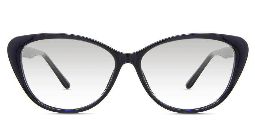 Amber black tinted Gradient glasses in the Midnight variant - it's an acetate frame with a U-shaped nose bridge and paddle-shaped temple tips.