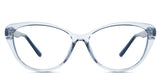 Amber eyeglasses in the ocean variant - it's a cat-eye shape frame in color blue.
