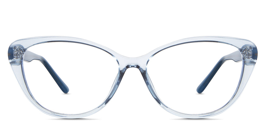 Amber eyeglasses in the ocean variant - it's a cat-eye shape frame in color blue.
