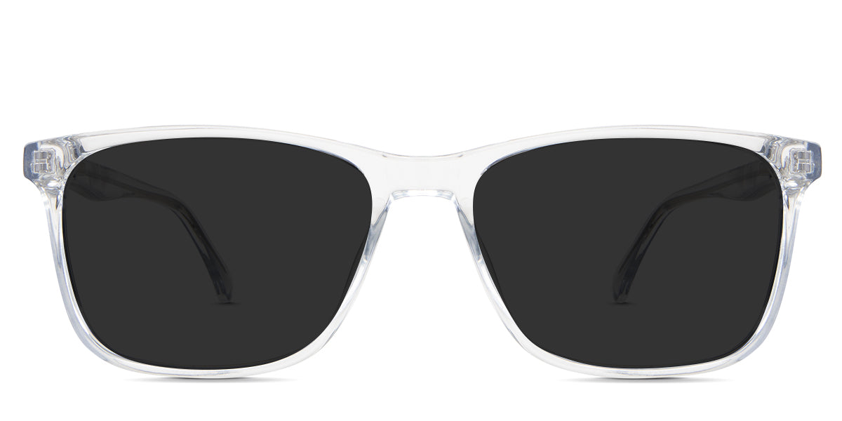 Ames Gray Polarized in the Cloudsea variant - it's a full-rimmed square frame with built-in nose pads and a long, regular, thick arm.