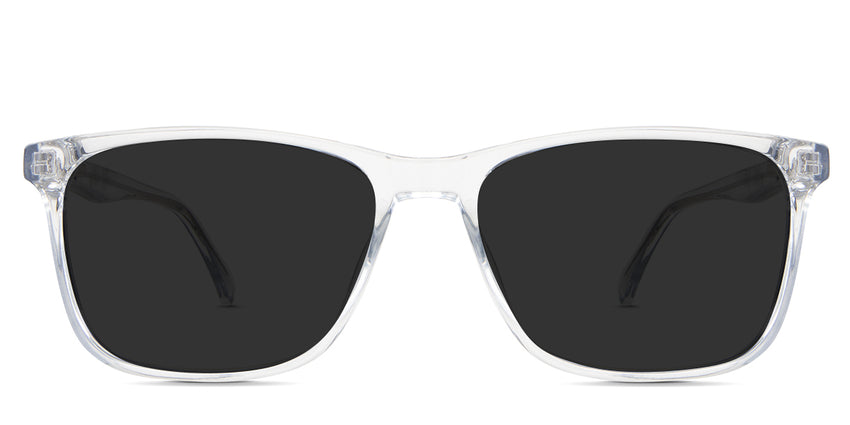 Ames black tinted Standard Solid sunglasses in the Cloudsea variant - it's a full-rimmed square frame with built-in nose pads and a long, regular, thick arm.