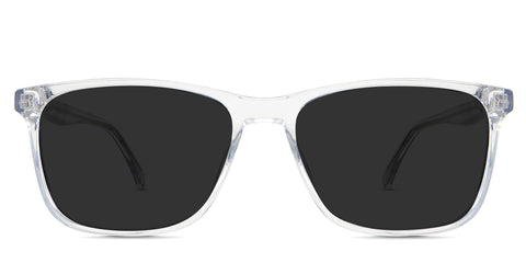 Ames black tinted Standard Solid sunglasses in the Cloudsea variant - it's a full-rimmed square frame with built-in nose pads and a long, regular, thick arm.