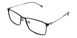 Ares Eyeglasses in the raven variant - is a full-rimmed matte black with matte gold temple arm.