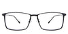Ares Eyeglasses in the raven variant - it's a rectangular metal frame.