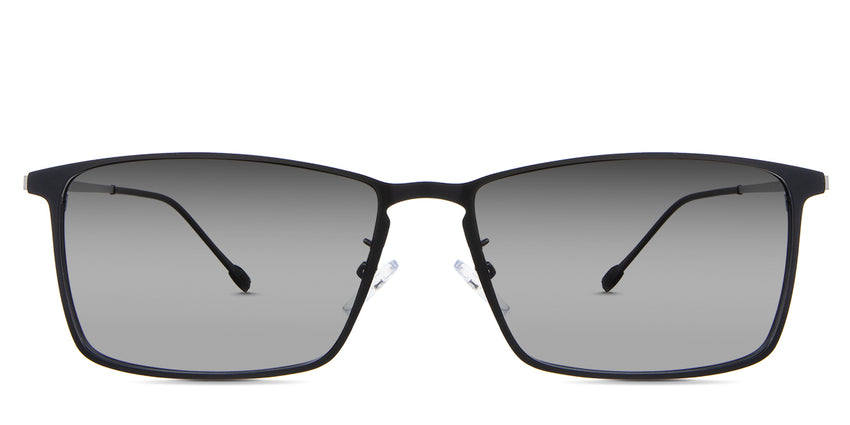 Ares black tinted Gradient sunglasses in the raven variant - it's a rectangular metal frame with a thin arm and hook-style hinges.