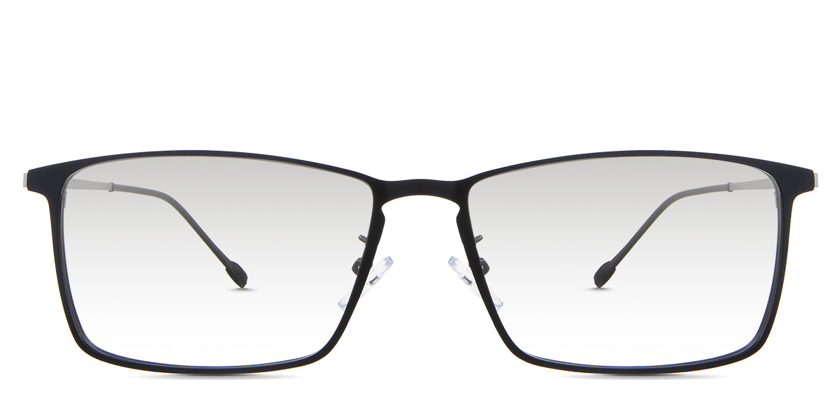 Ares black tinted Gradient glasses in the raven variant - it's a rectangular metal frame with a thin arm and hook-style hinges.
