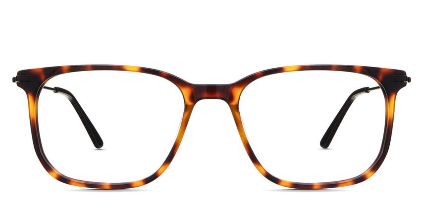 Arion Eyeglasses in pecan variant - it's a full rimmed frame with tortoise pattern. 