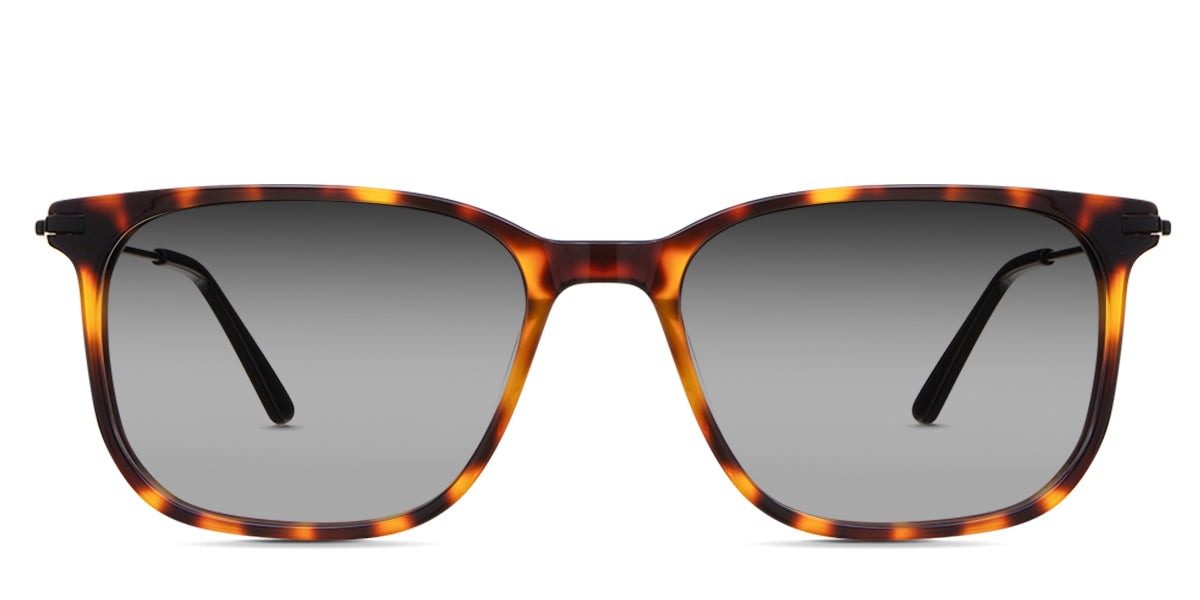 Arion black tinted Gradient sunglasses in Pecan variant it's a full rimmed frame with tortoise pattern and it has a U-shaped nose bridge with bulit in nose pads.