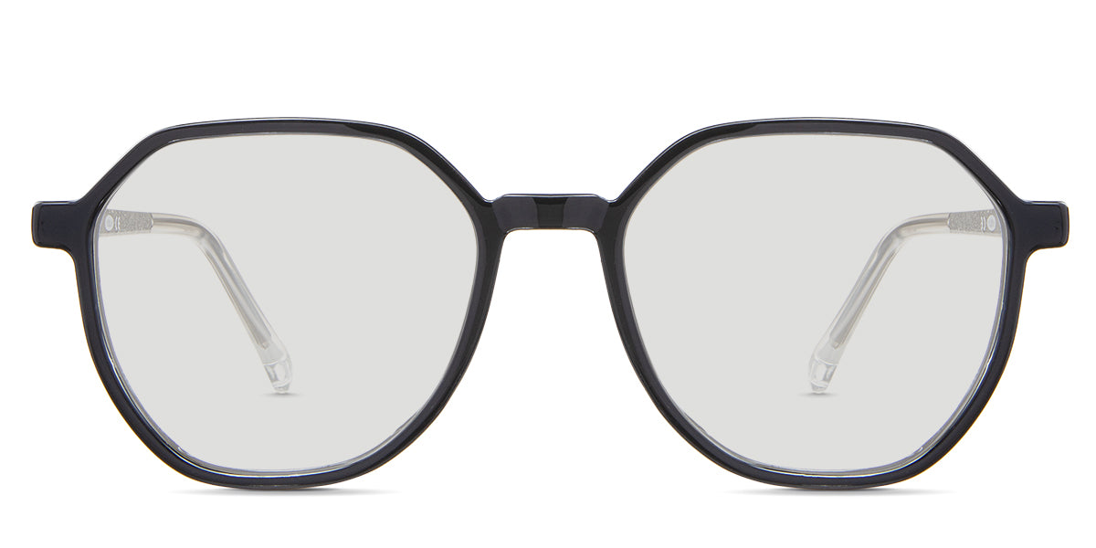 Ash black tinted Standard Solid glasses in Bourreti variant - is a medium-sized full-rimmed frame with a high nose bridge and visible wire core.
