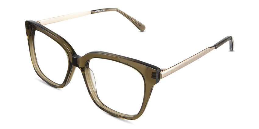 Ava eyeglasses in the matcha variant - are an oversized frame with a regular size nose bridge.