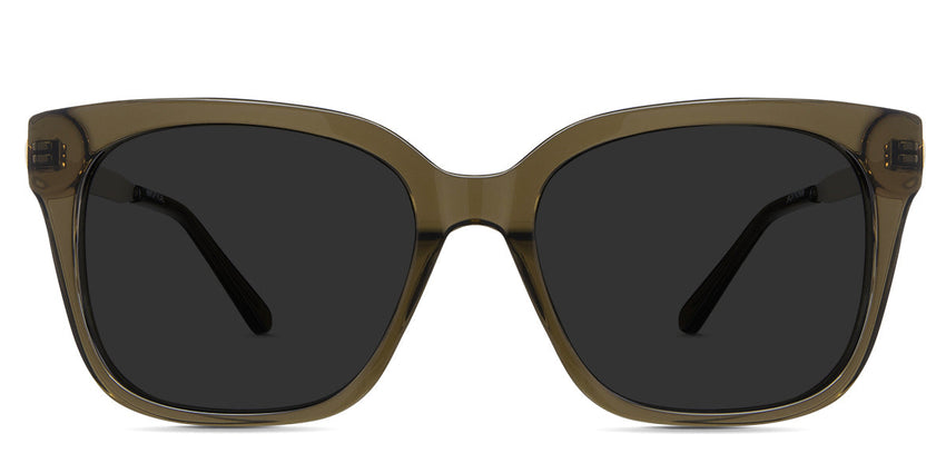 Ava Gray Polarized in the matcha variant - are an oversized square frame with a combination of acetate and metal.