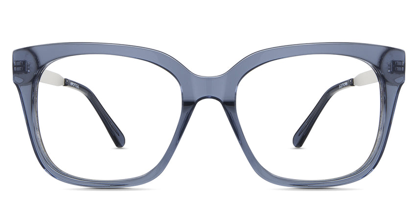 Ava acetate frame in the sapphire variant - it's a full-rimmed acetate frame with square shape lenses.