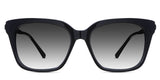 Ava black tinted Gradient sunglasses in orca variant - it's a square full-rimmed frame with a cat-eye end piece and regular thick temple