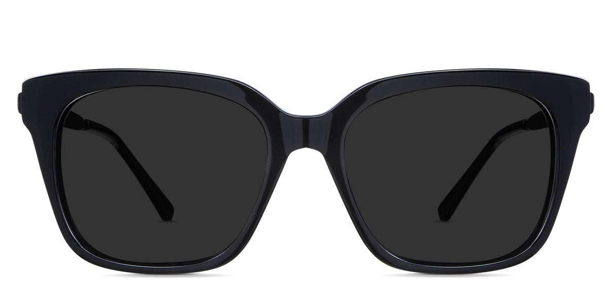 Ava Gray Polarized in orca variant - it's a square full-rimmed frame with a cat-eye end piece and regular thick temple