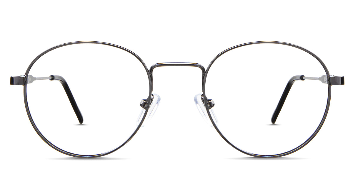 Axel eyeglasses in the gun variant - it's a round-oval-shaped frame in color gunmetal