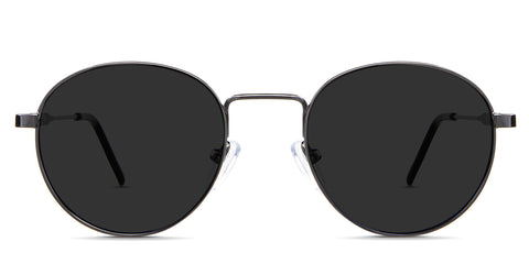 Axel black tinted Standard Solid in the Gun variant - it's a round-oval-shaped frame with silicon adjustable nose pads and a slim temple.