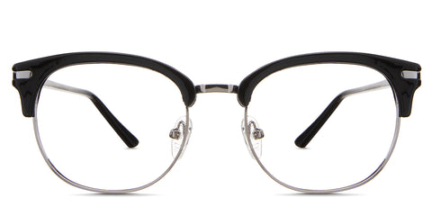 Bayler eyeglasses in the drongo variant - is a silver full-rimmed metal with half-rimmed black acetate.