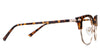 Bayler Eyeglasses in the chelus variant - have a dark brown tortoise and golden brown temple.