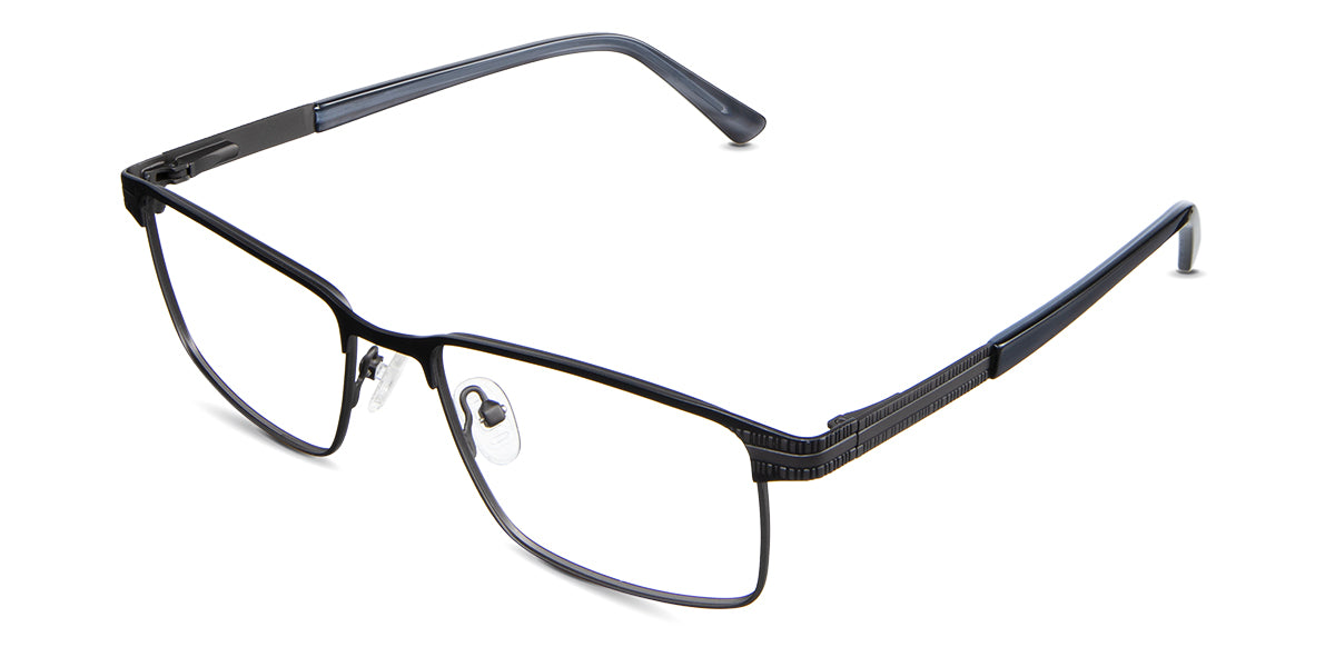 Benge Eyeglasses in the mambas variant - have adjustable nose pads and a flat nose bridge.