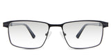 Benge black tinted Gradient glasses in mambas variant - it's a rectangular full-rimmed frame with a pattern from the end piece to the metal part of the arm.