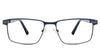 Benge Eyeglasses in the murgese variant - is a wide metal frame with a 17mm flat nose bridge and metal temple arms with acetate tips.
