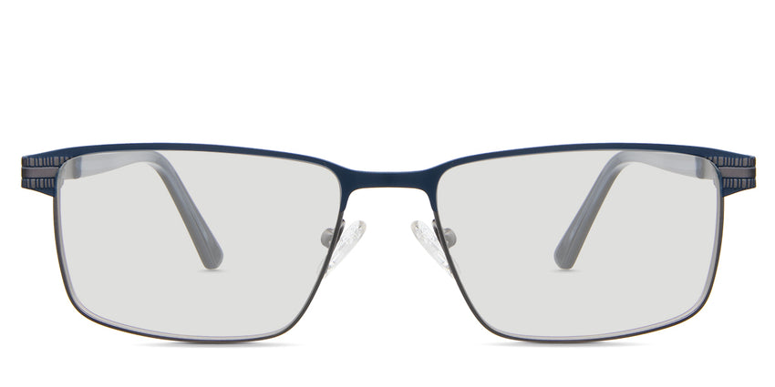 Benge black tinted Standard Solid glasses in murgese variant - is a wide metal frame with a 17mm flat nose bridge and metal temple arms with acetate tips.
