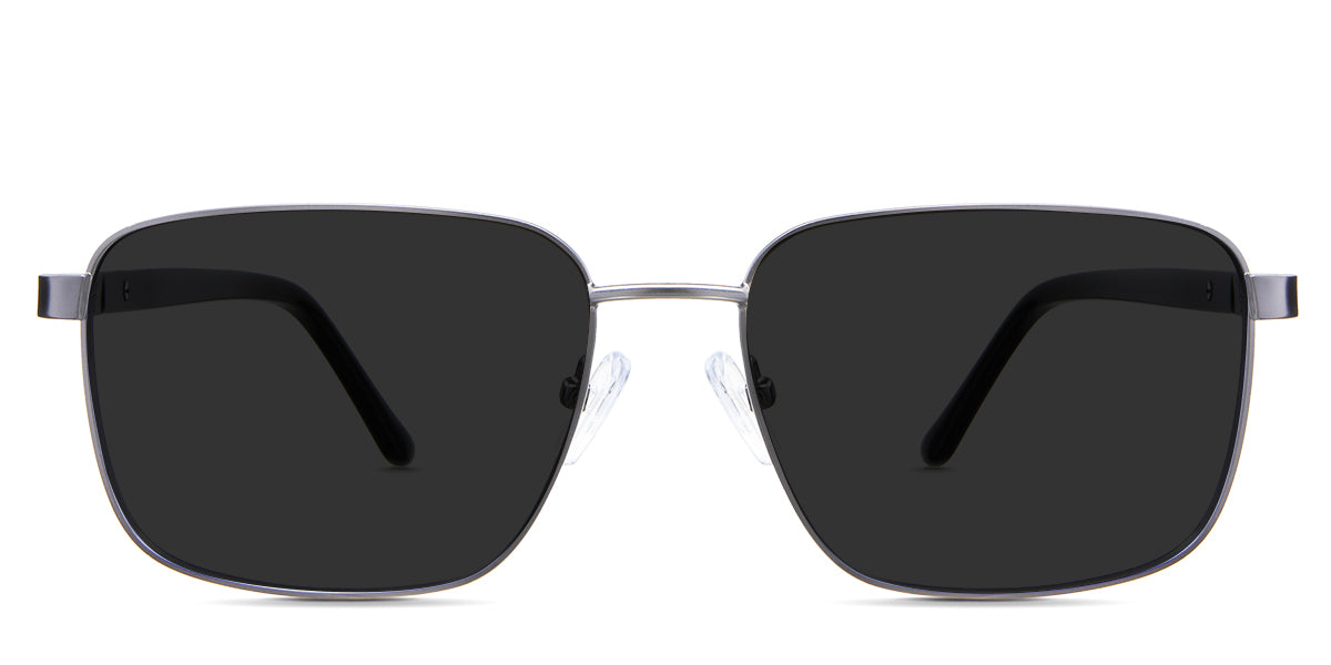 Benjamin black tinted Standard Solid sunglasses in the Nebelung variant - It's a full-rimmed metal frame with a thin metal frame with a straight bridge.