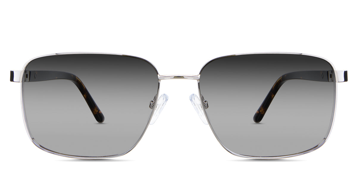 Benjamin black tinted Gradient  sunglasses in the Saturn variant - is a rectangular frame with a narrow nose bridge and slim temples.