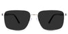 Benjamin black tinted Standard Solid sunglasses in the Saturn variant - is a rectangular frame with a narrow nose bridge and slim temples.