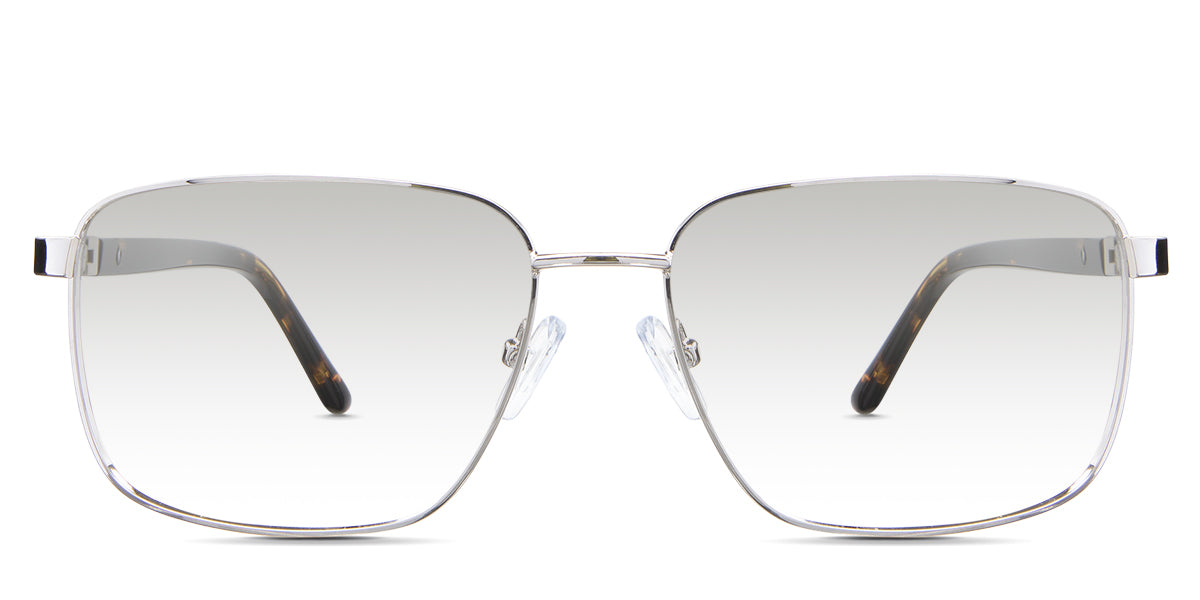 Benjamin black tinted Gradient  glasses in the Saturn variant - is a rectangular frame with a narrow nose bridge and slim temples.