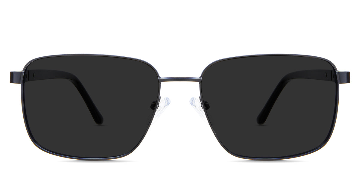Benjamin black tinted Standard Solid sunglasses in the Ursus variant - it's a metal frame with a silicon adjustable nose bridge and a 145mm temple arm length.